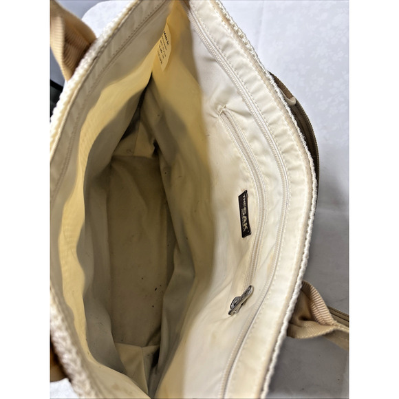 The Sak Two-Tone Crochet Tote Bag – Black Cream Knit Shoulder Purse Handbag - Picture 7 of 10